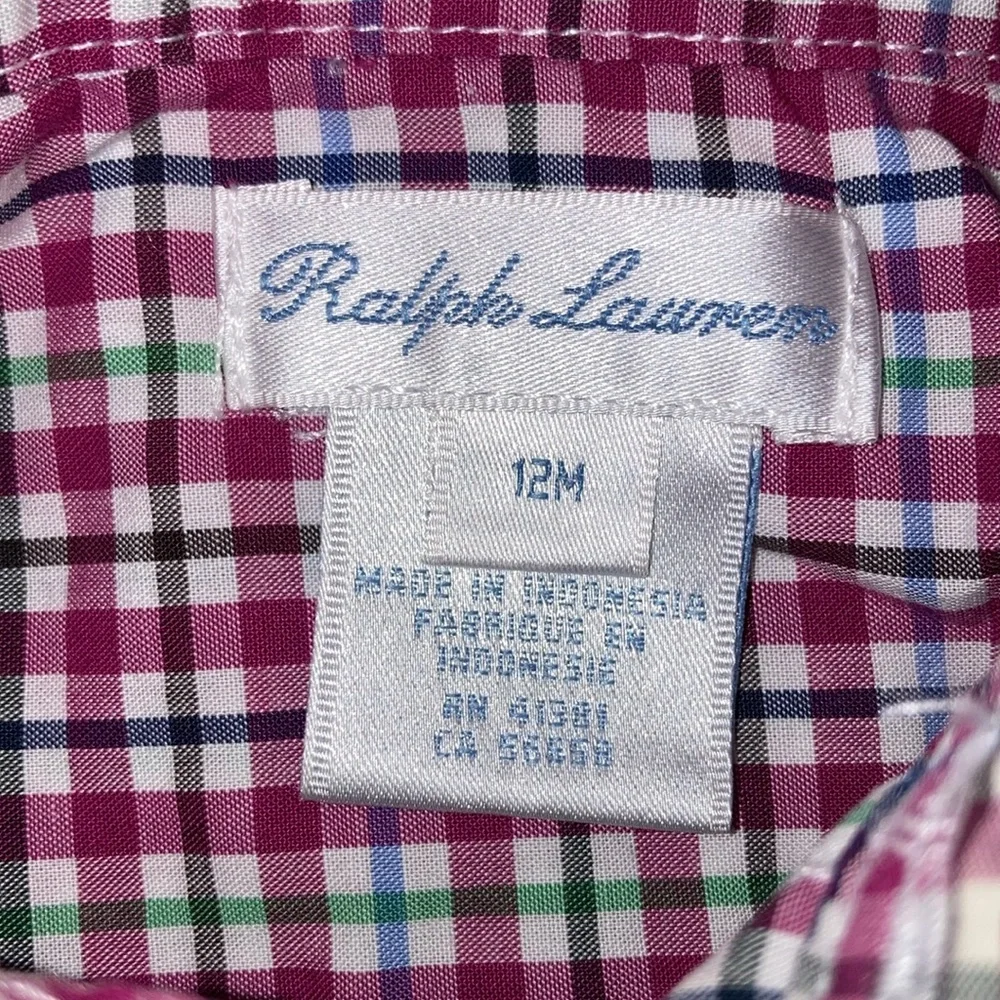 Ralph Lauren button down shirt plaid baby size